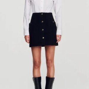 Sandro Black A-Line Mini Skirt